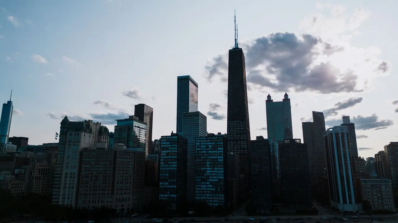 Chicago skyline at dusk