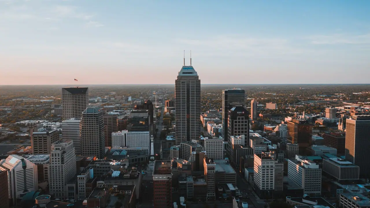 Indianapolis skyline at sunset